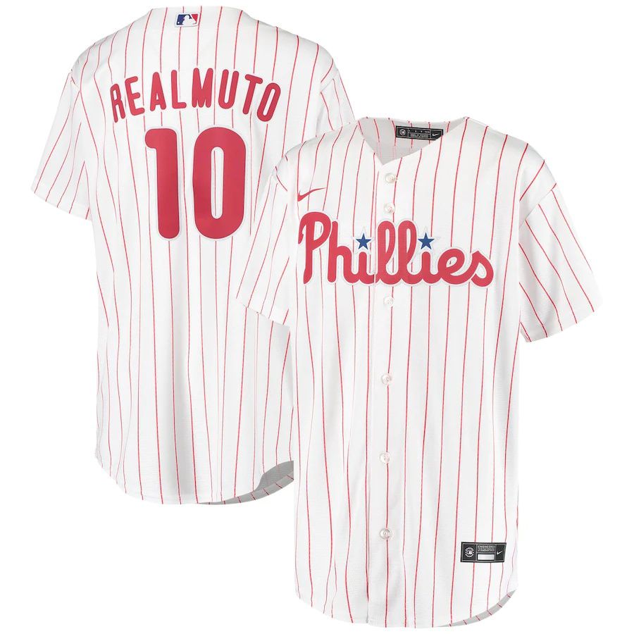 Youth Philadelphia Phillies 10 JT Realmuto Nike White Home Replica Player MLB Jerseys